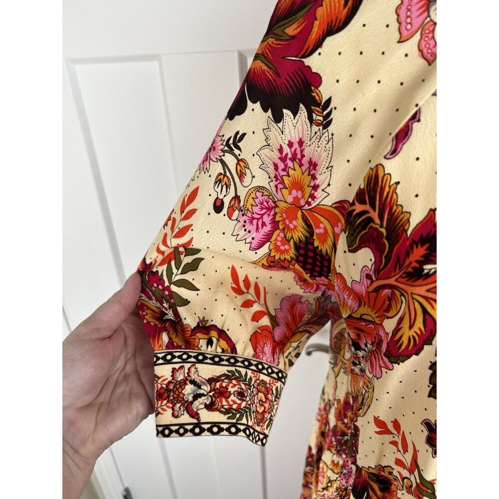 A Loves A Midi Dress M NWT Floral Boho Tiered Oversized Collared Button Front - Picture 4 of 15